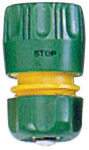 Sujungėjas greito sujungimo plastmasinis, jungtis-žarna 12  - 16 mm (½”-⅝”) su "STOP"