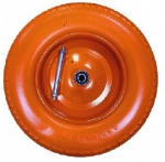 Колесо полиуретановое 4,00-8, оранжевое, с осью, нагрузка 170 кг.